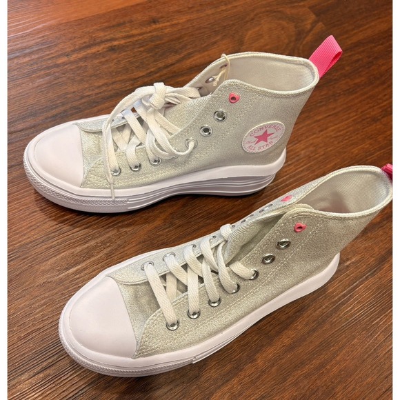 Converse Chuck Taylor Sneaker Girls 4.5 All Star Move Platform Sparkle A06332C - Picture 10 of 10